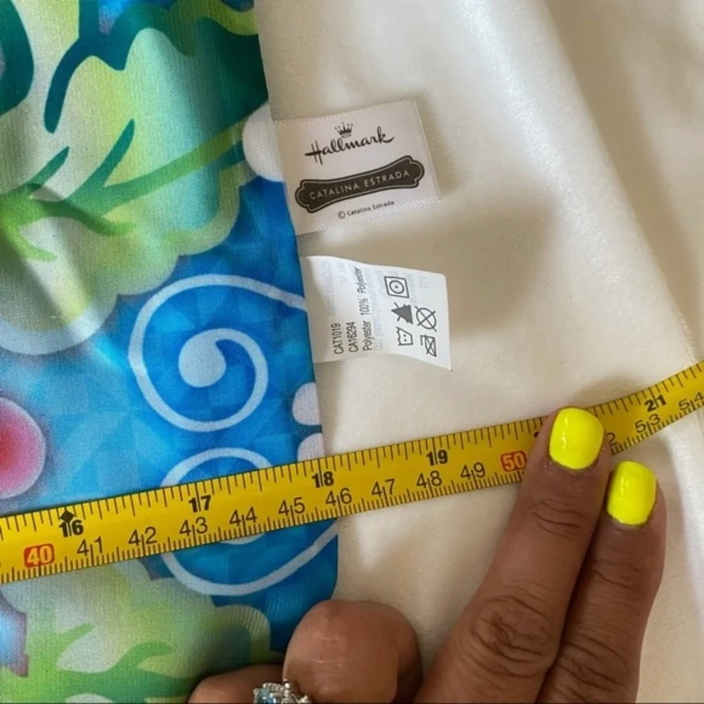 Turquoise floral head wrap or scarf